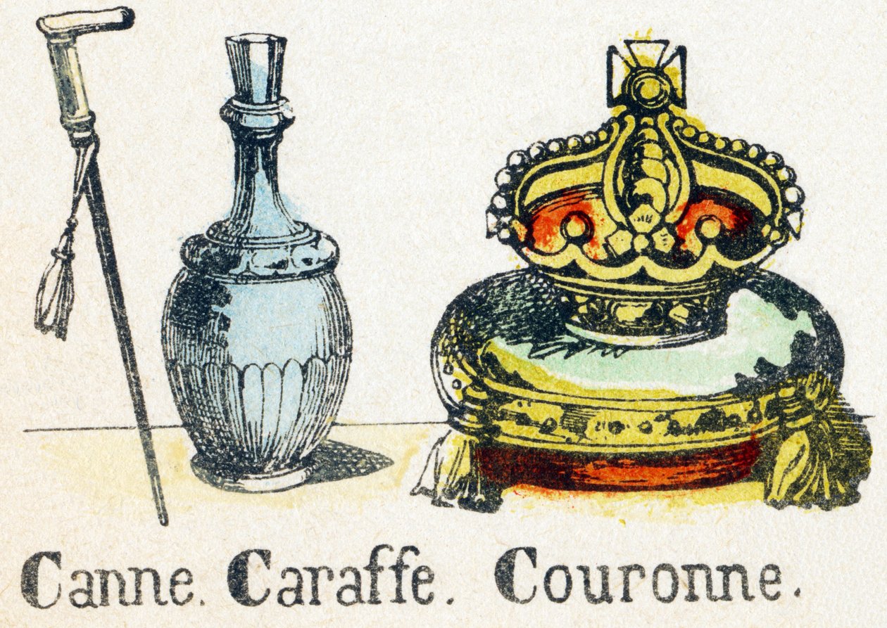 C - Canne Caraffe Crown - Alfabet - rozrywka dla dzieci - Obraz epinal, popularna seria c.1890 (ilustracja) autorstwa Unbekannt