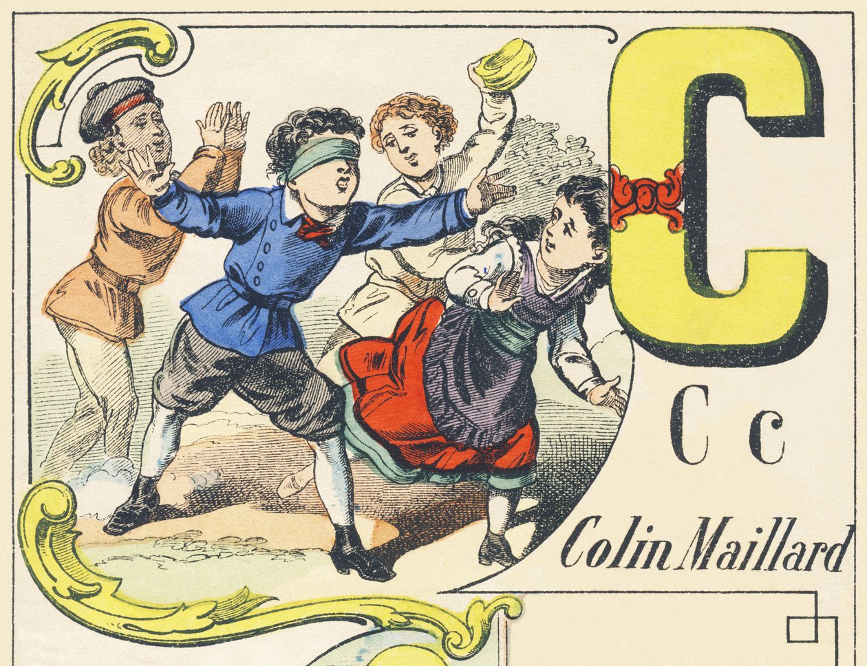C : colin-maillard - alfabet gier, c.1890 (ilustracja) autorstwa Unbekannt