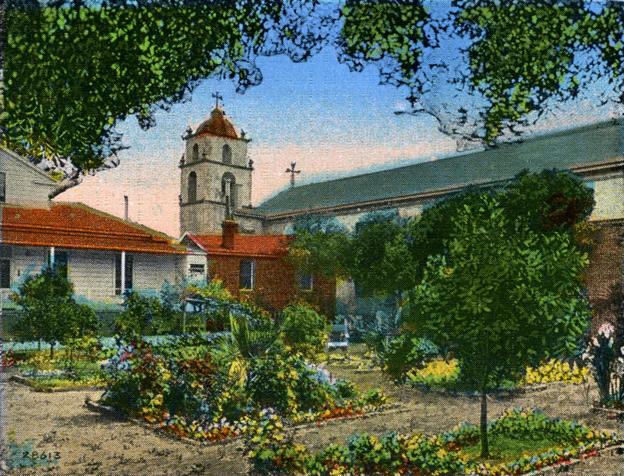 Kalifornia: Misja San Buena Ventura i ogród autorstwa Unbekannter Künstler
