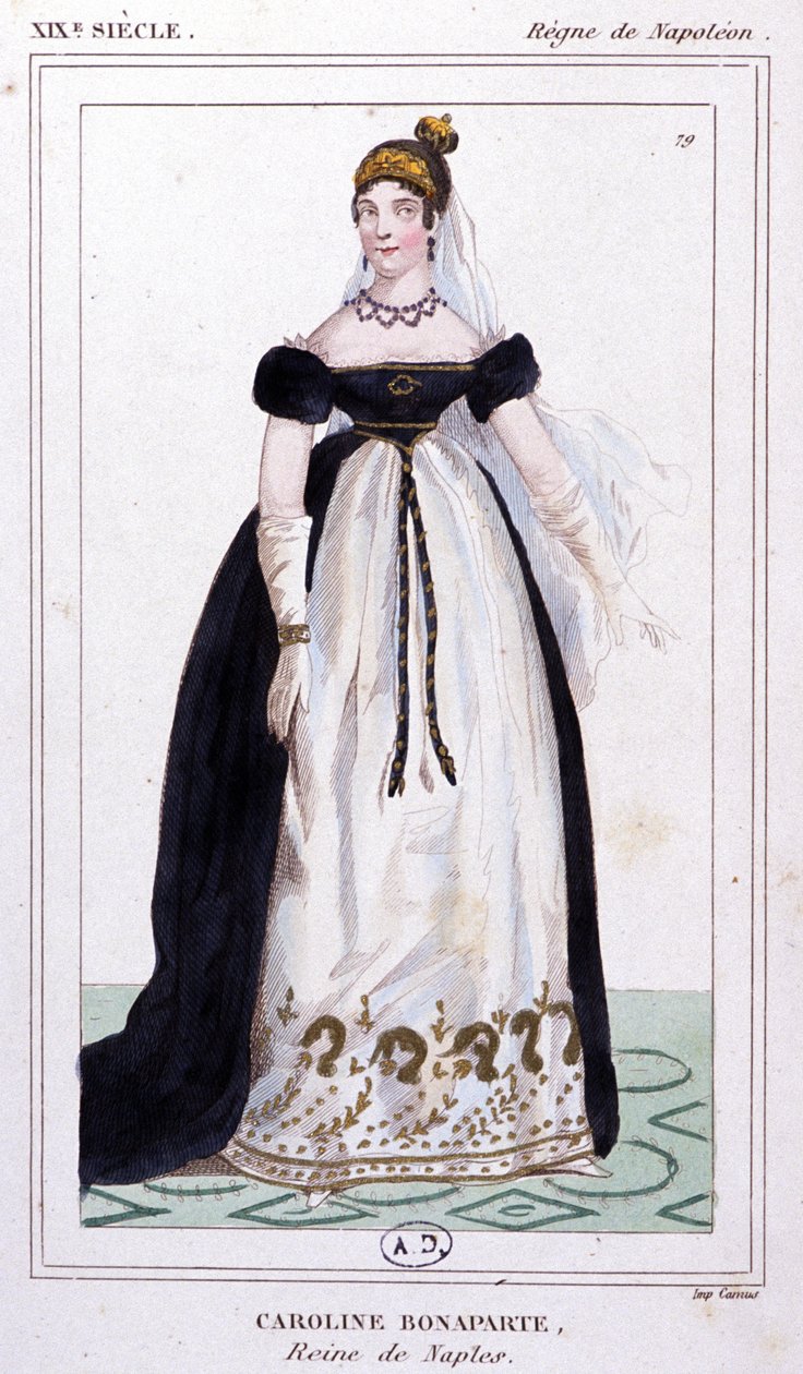 Karolina Bonaparte, ok. 1810 r. (rycina) autorstwa Unbekannter Künstler