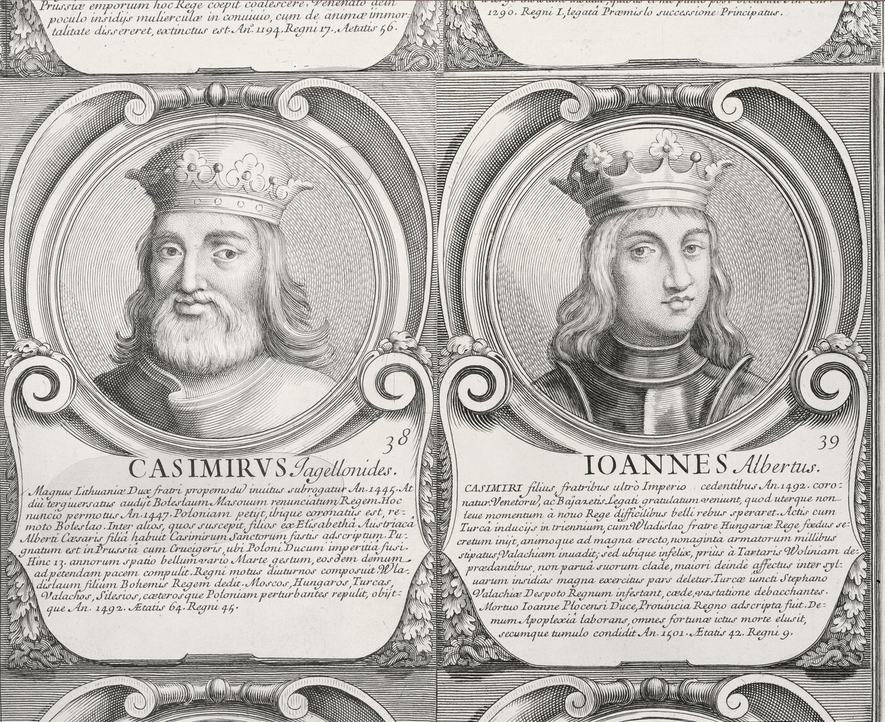 Kazimierza IV Jagiellończyka i Jana I Olbrachta, nr. 38 i 39 z „Seria chronologiczna książąt i królów polskich” (rycina) autorstwa Unbekannt