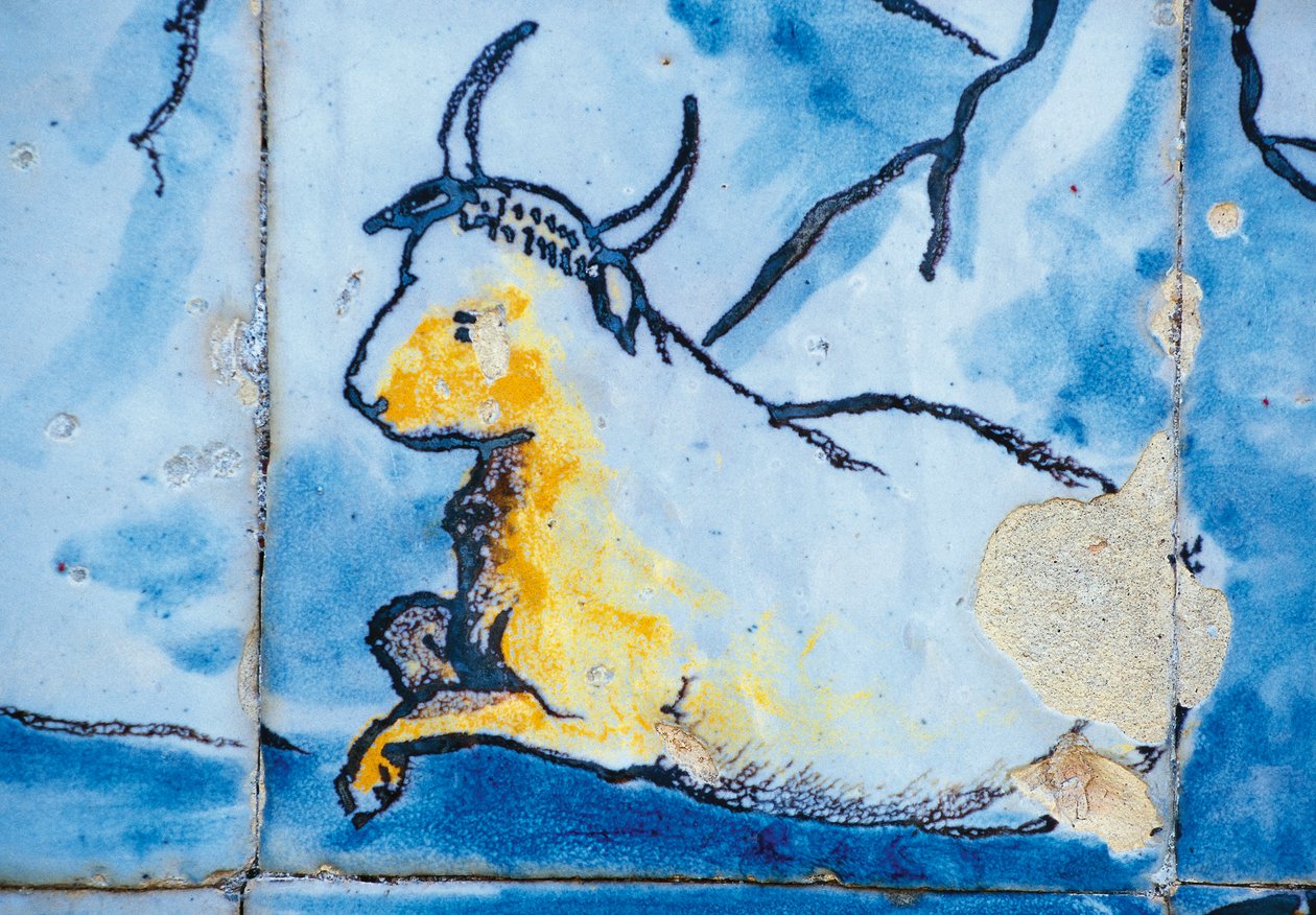Bydło, płytki azulejos, Pałac markizów Fronteira, Lizbona, Portugalia Detail autorstwa Benjamin Baud