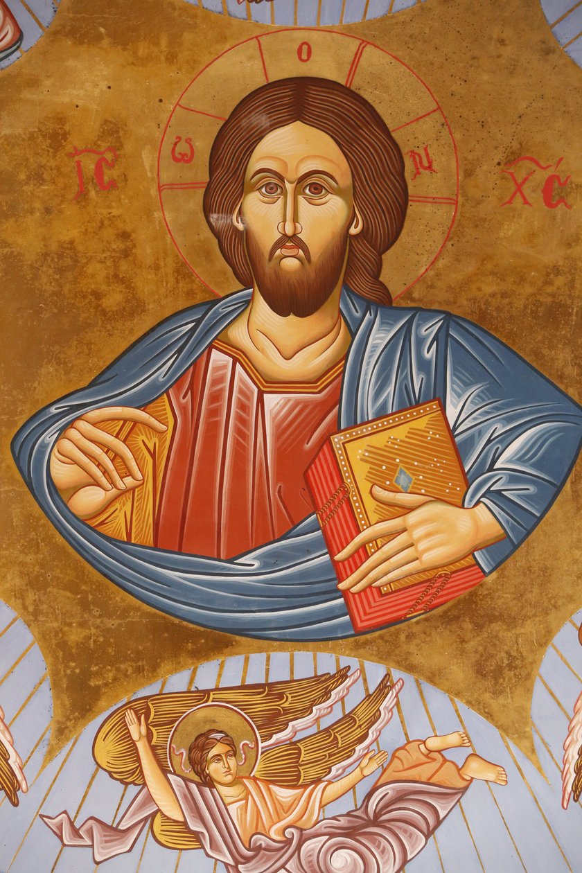 Fresk na suficie w cerkwi Pedoulas. Chrystus Pantokrator, 20150510, Pedoulas, Cypr autorstwa Unbekannt