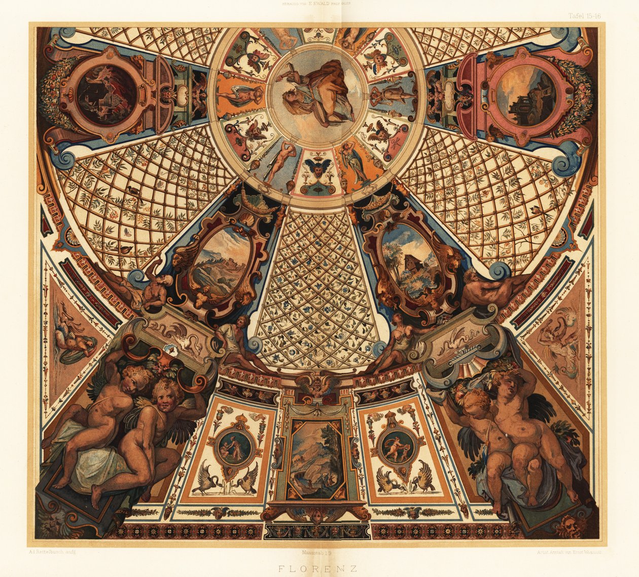 Malowanie sufitu w Galerii Uffizi we Florencji autorstwa Unbekannter Künstler