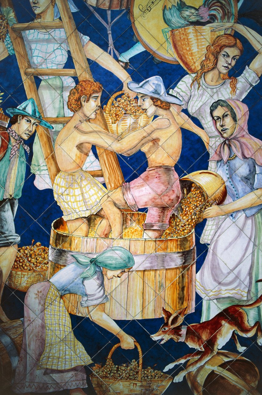 Płytka ceramiczna przedstawiająca zbiory, Vietri sul Mare, Kampania, Włochy, Detail autorstwa William M. Timlin