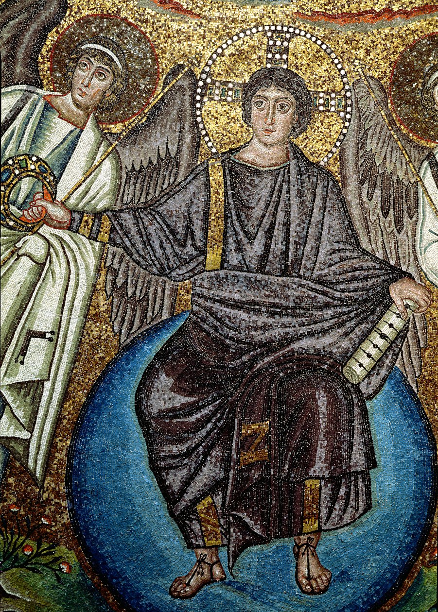 Chrystus i aniołowie, detal znad absydy, VI w. (mozaika) autorstwa Unbekannt
