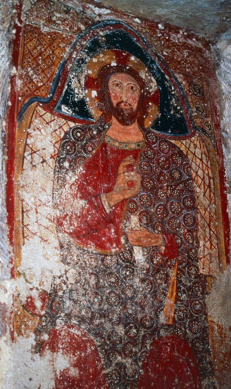Chrystus Nauczyciel, fresk w krypcie, Sanktuarium Marii Schodowej (XVIII w.), Massafra, Apulia, Włochy autorstwa William M. Timlin
