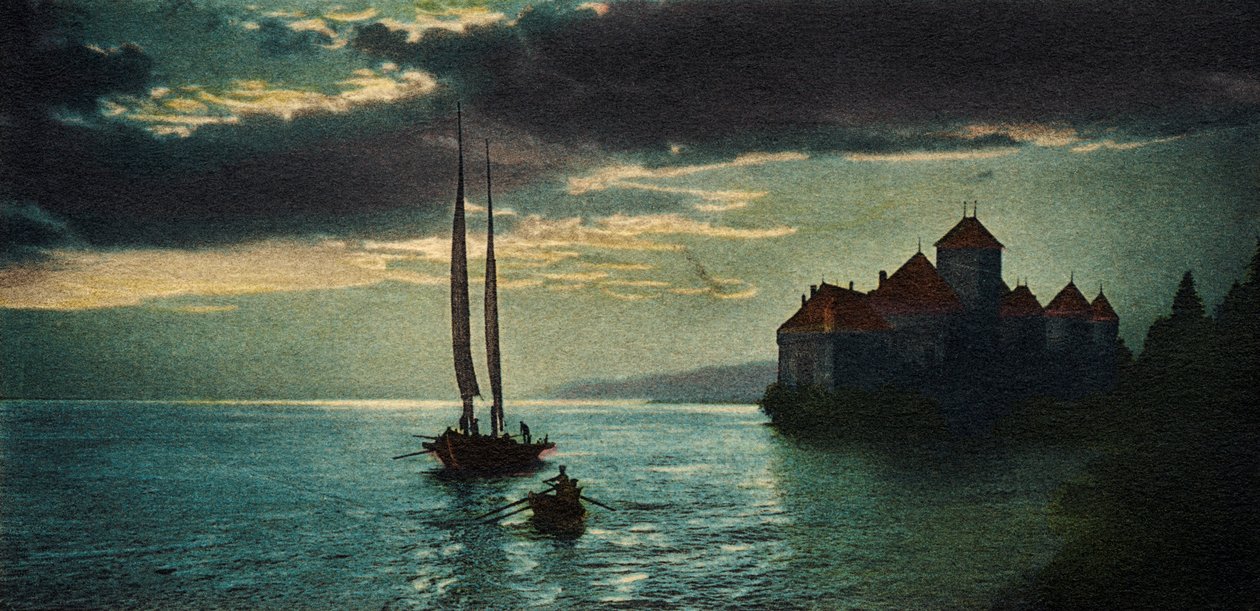 Château de Chillon - zamek nad Jeziorem Genewskim (niedaleko Montreux) (pocztówka) autorstwa Unbekannter Künstler