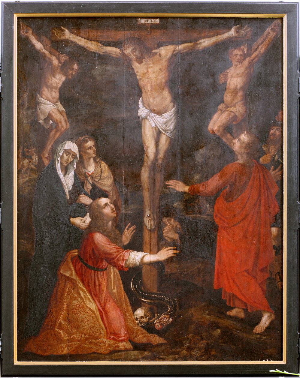 Kościół (Église Saint-Martin). Wnętrze. Tryptyk. Ukrzyżowanie. autorstwa Unbekannter Künstler