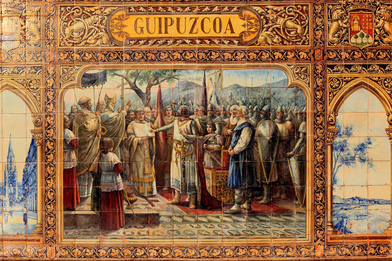 Miasto Sewilla, na Plaza de Espana, ozdoby wykonane z płytek (ceramicznych) autorstwa Unbekannter Künstler
