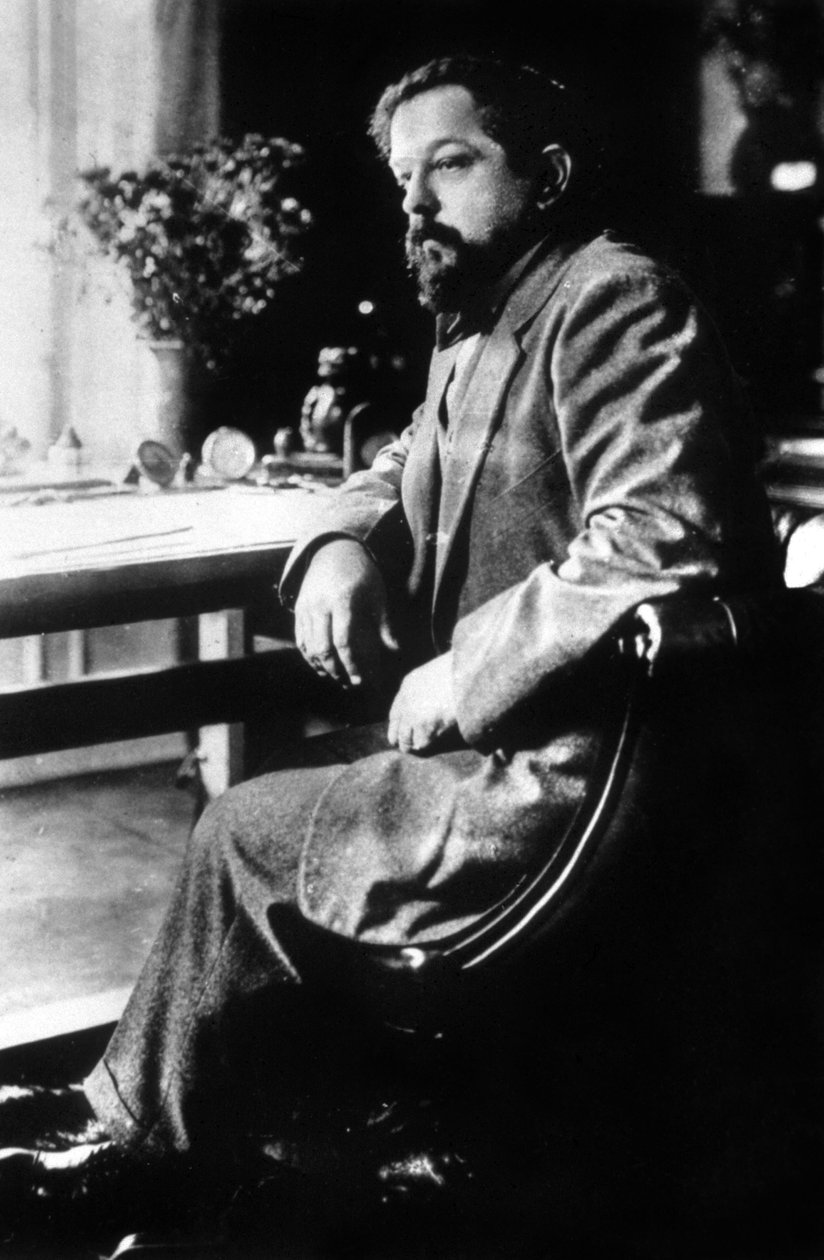 Claude Debussy, francuski kompozytor, ok. 1905 r. (zdjęcie czarno-białe) autorstwa Unbekannter Künstler