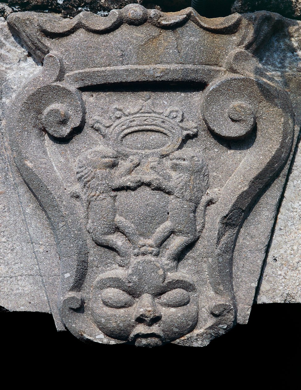 Kamienny herb, ościeżnica drzwi wejściowych, Barile, Basilicata, Włochy autorstwa Benjamin Baud