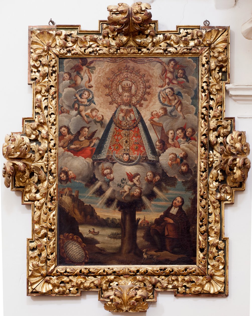 Kolegiata św. W środku. Obraz. (Matka Boża Nadziei). Tekst w medalionie: „PORTRET ALL THE MIL CROSA Imajen DNUESTRA S DL Esperanza A Podobny do Fernando de ZILLLa Faña iezi rodela Villa Riue mde el Tajo ter mi?to esta villa”. podpisany? oraz autorstwa Unbekannt