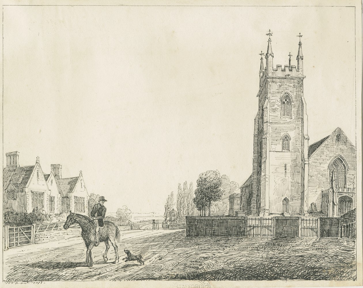 Kościół Colwich: szkic piórem, 1833 autorstwa Unbekannt
