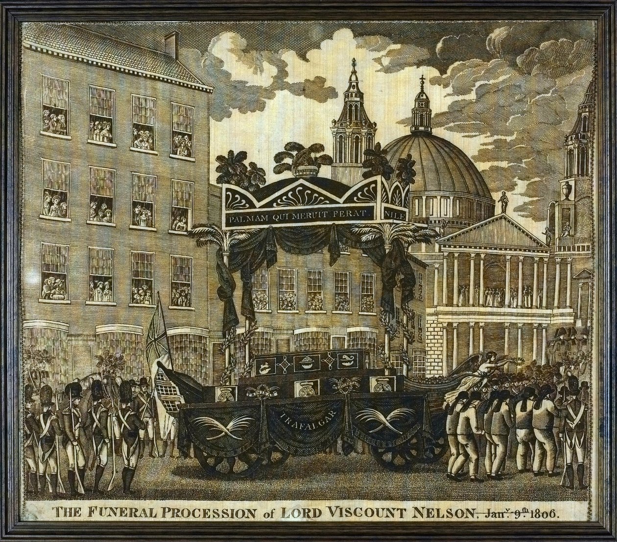 Pamiątkowa chusteczka z napisem "Kondukt pogrzebowy lorda wicehrabiego Horatio Nelsona (1758-1805), 9 stycznia". autorstwa Unbekannter Künstler