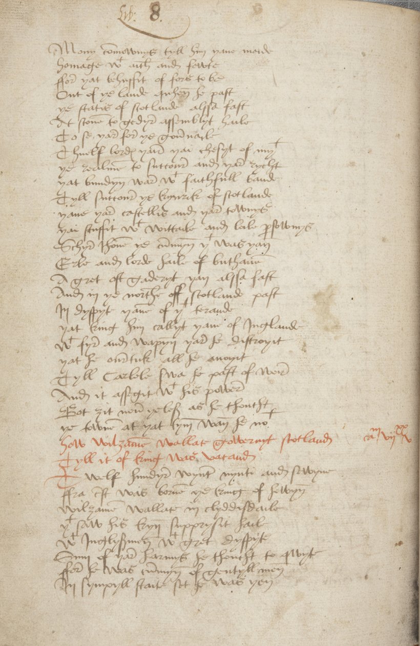 Kopia Kroniki Andrzej z Wyntoun, Fol 319 verso, detal, ok. 1550 (tusz na papierze) autorstwa Unbekannt