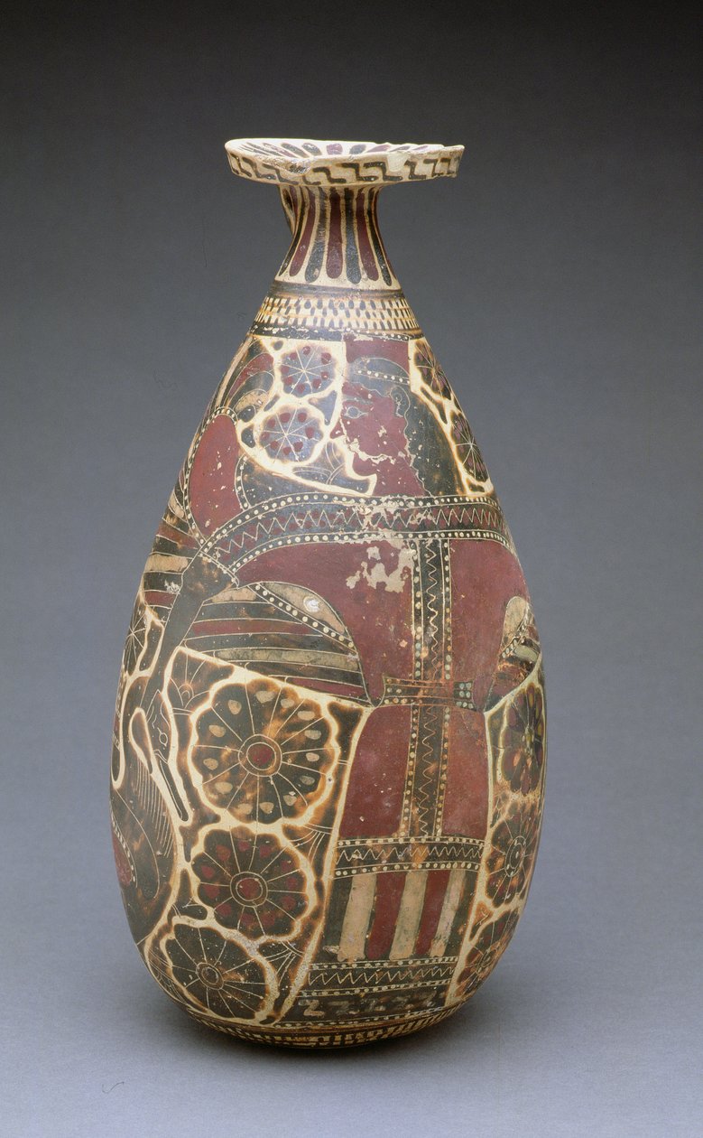 Koryncki alabastron z czarnymi figurami, ze skrzydlatą „Władczynią Zwierząt”, grecki, okres archaiczny, ok. 600 p.n.e. (terakota) autorstwa Unbekannt