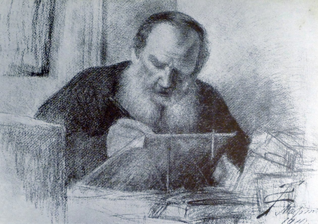 Hrabia Lew Tołstoj (9 września 1828 - 20 listopada 1910) autorstwa Unbekannter Künstler