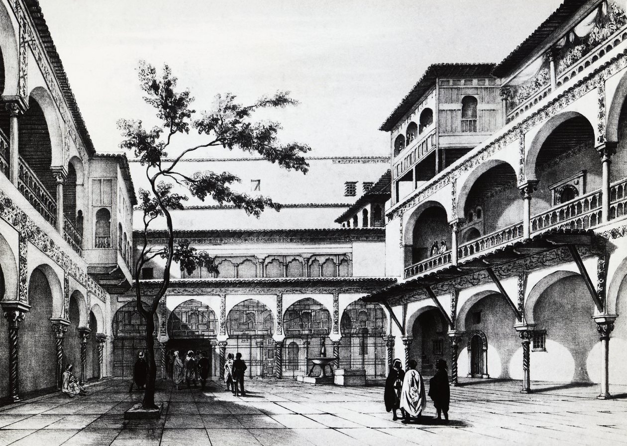 Dziedziniec twierdzy Kasbah w Algierze autorstwa J.B. and Brown J. Rowbotham