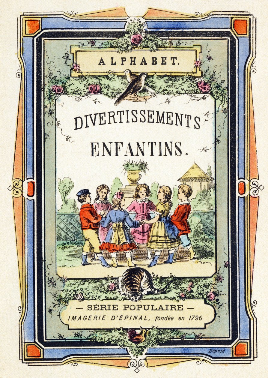 Okładka - krąg dzieci w ogrodzie - Alfabet - rozrywka dla dzieci - Obraz epinal, popularna seria c.1890 (ilustracja) autorstwa Unbekannt