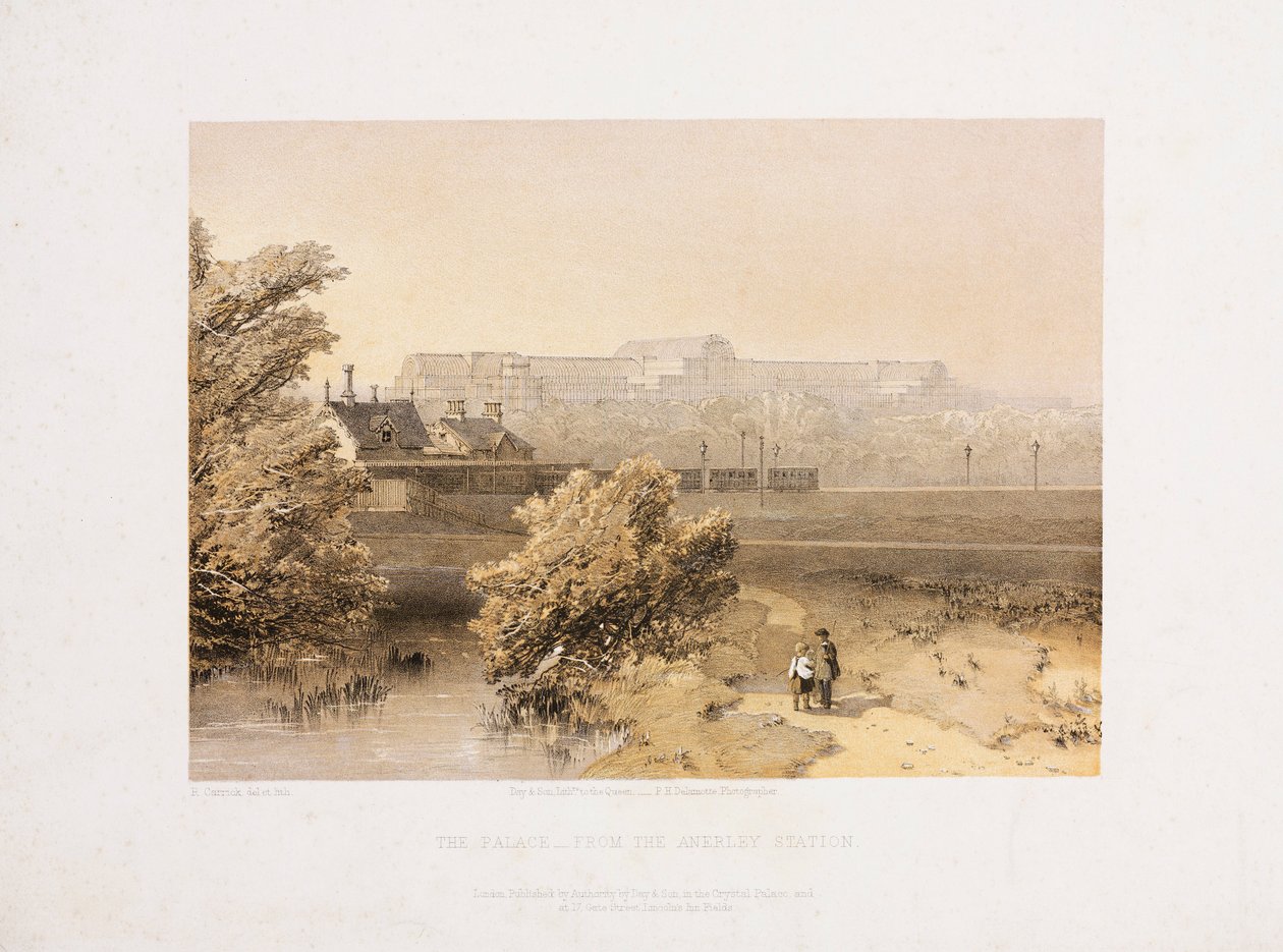 Kryształowy Pałac, powielka wystawa Kryształowy Pałac ze stacji Anerley, ok. 1855 r. autorstwa Unbekannt