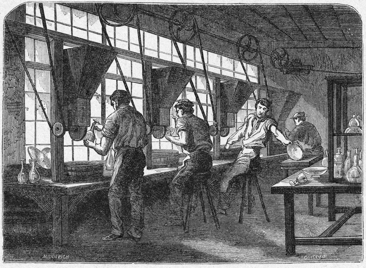 Cięcie kryształu, ok. 1880 r. (grawerunek) autorstwa Unbekannter Künstler