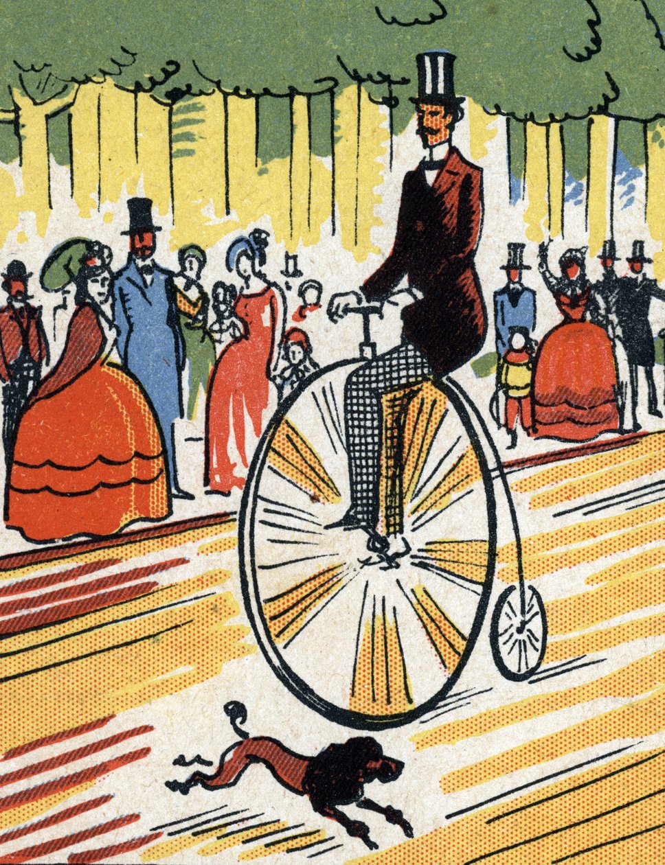 Rowerzysta na dużym bi, ok. 1900-1920 (chromolitografia) autorstwa Unbekannter Künstler
