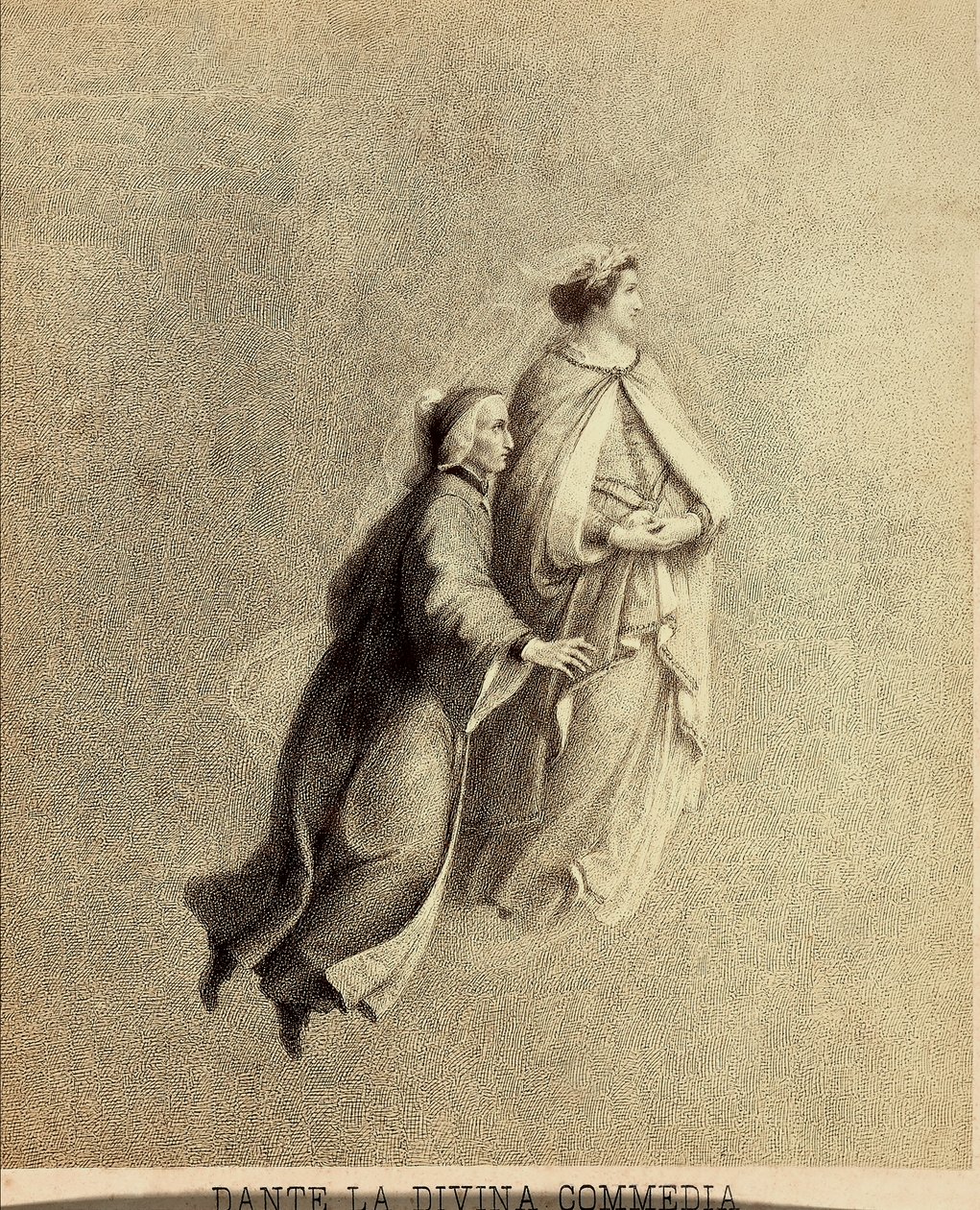 Dante i Beatrycze lecący przez firmament Raju. Ilustracja do Canto I Paradiso z Boskiej komedii Dantego Alighieri. Dzieło Franceso Scaramuzzy dedykowane władzom miejskim Florencji. autorstwa Unbekannter Künstler