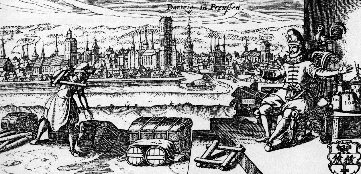 Gdańsk - widok na miasto, ok. 1700 r. (rycina) autorstwa Unbekannter Künstler