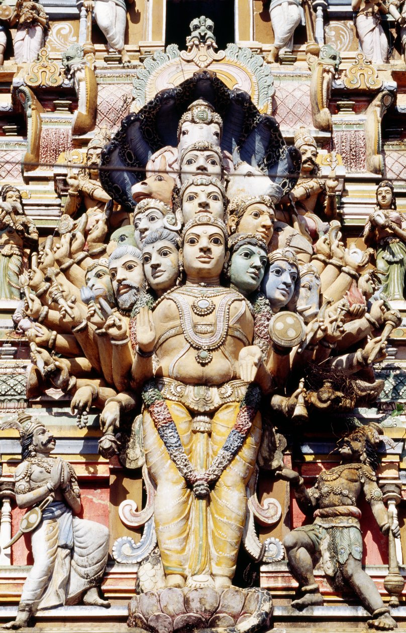 Dekoracyjny detal hinduskiej świątyni, Kolombo, Sri Lanka autorstwa Benjamin Baud