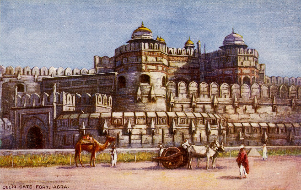 Fort Delhi Gate, Agra, początek XX wieku (pocztówka) autorstwa Unbekannter Künstler