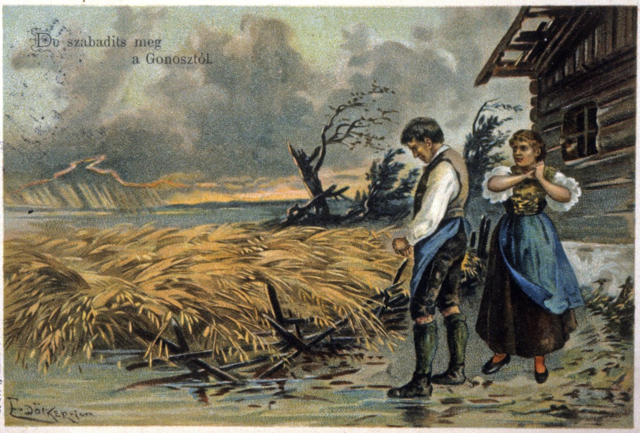 Wybaw nas od złego. Chłopi po burzy. ok. 1900 r. (ilustracja) autorstwa Unbekannter Künstler