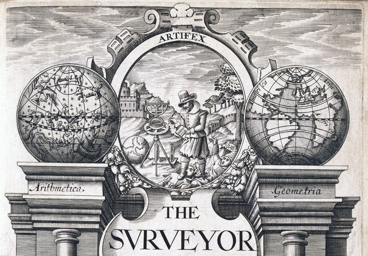 Fragment frontyspisu „The Surveyor” autorstwa Unbekannt