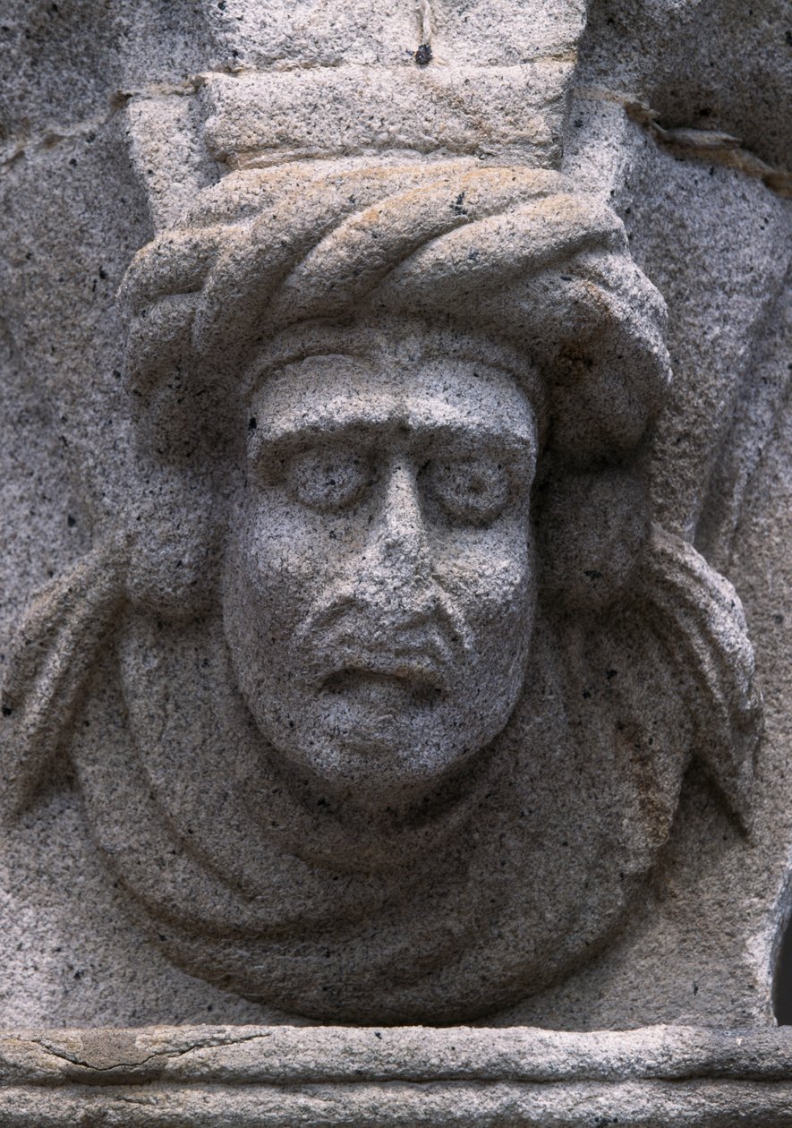 Fragment fryzu na zabytkowym budynku na Placu Republiki (Praca da Republica) w Viana Do Castelo. Portugalia autorstwa Benjamin Baud