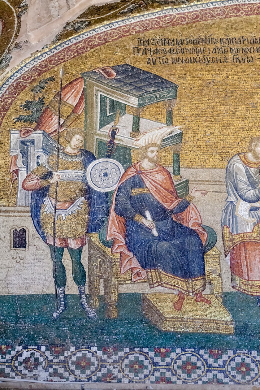 Fragment gubernatora Kwiryniusza w scenie rejestracji do opodatkowania, kościół Chora, Stambuł, Turcja autorstwa Unbekannter Künstler