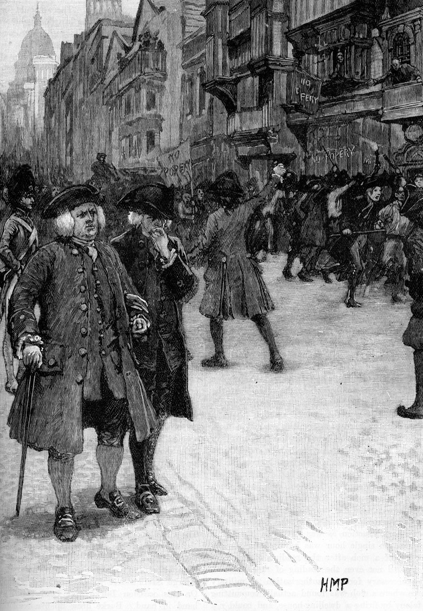 Dr Samuel Johnson ogląda zamieszki Gordona autorstwa Unbekannter Künstler