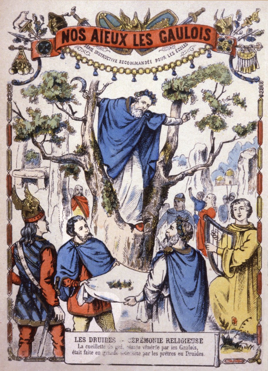 Druidzi zbierający jemiołę, ok. 1900 r. (ilustracja) autorstwa Unbekannter Künstler