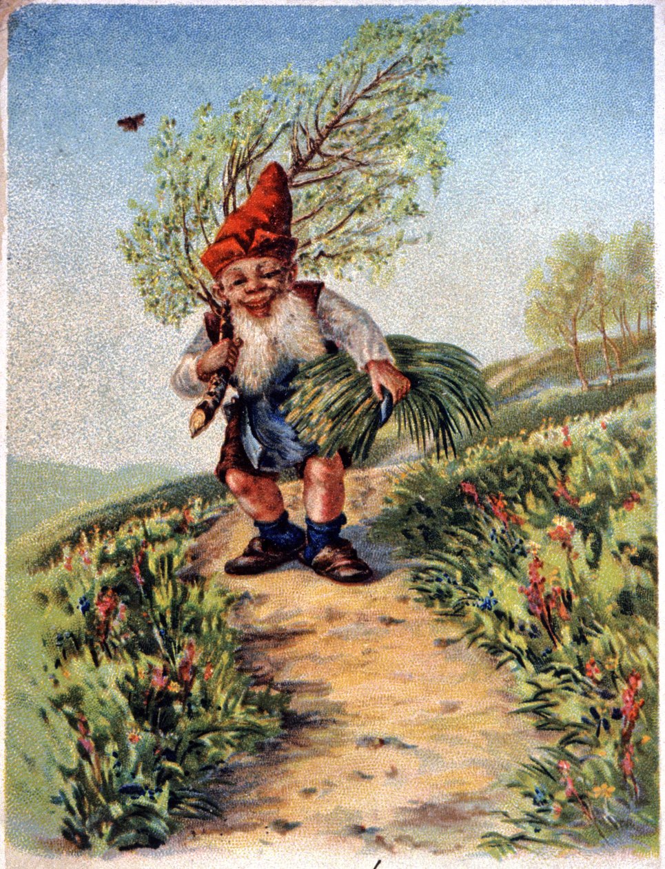 Karzeł wracający ze zbiorów, ok. 1900 r. (pocztówka) autorstwa Unbekannter Künstler