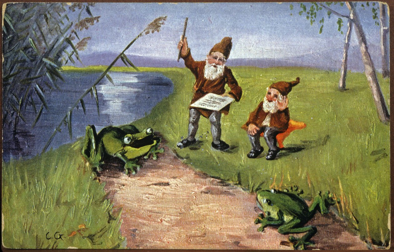Krasnale i żaby, ok. 1910 r. (pocztówka) autorstwa Unbekannter Künstler