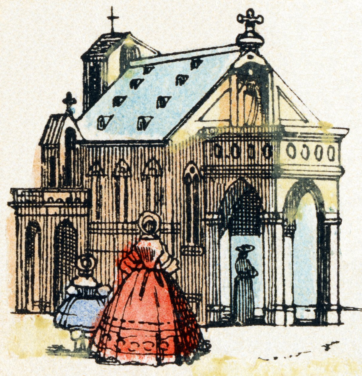 E - Eglise - Alfabet - rozrywka dla dzieci - Obraz epinal, popularna seria c.1890 (ilustracja) autorstwa Unbekannt
