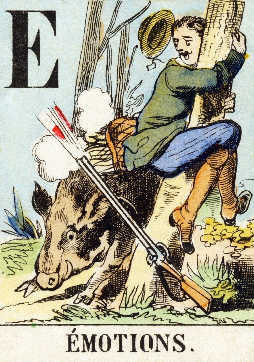 E: Emocje - Alfabet myśliwski, ok. 1890 (rycina) autorstwa Unbekannt