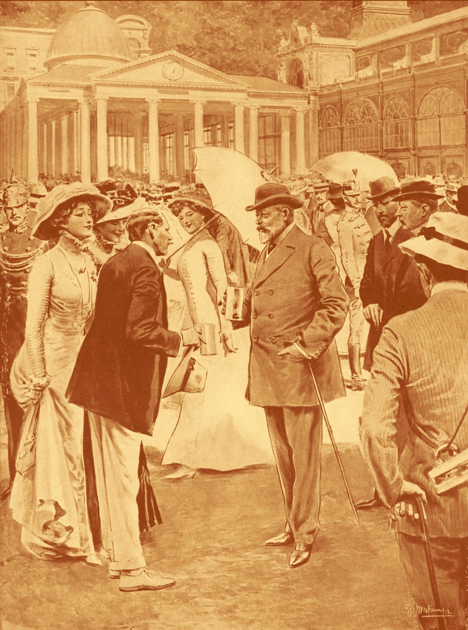 Edward VII przy źródłach w Mariańskich Łaźniach autorstwa Unbekannter Künstler