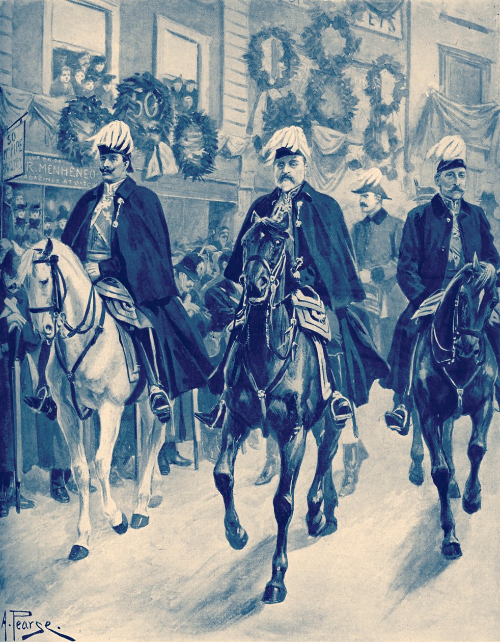 Edward VII w orszaku pogrzebowym królowej Wiktorii autorstwa Unbekannter Künstler