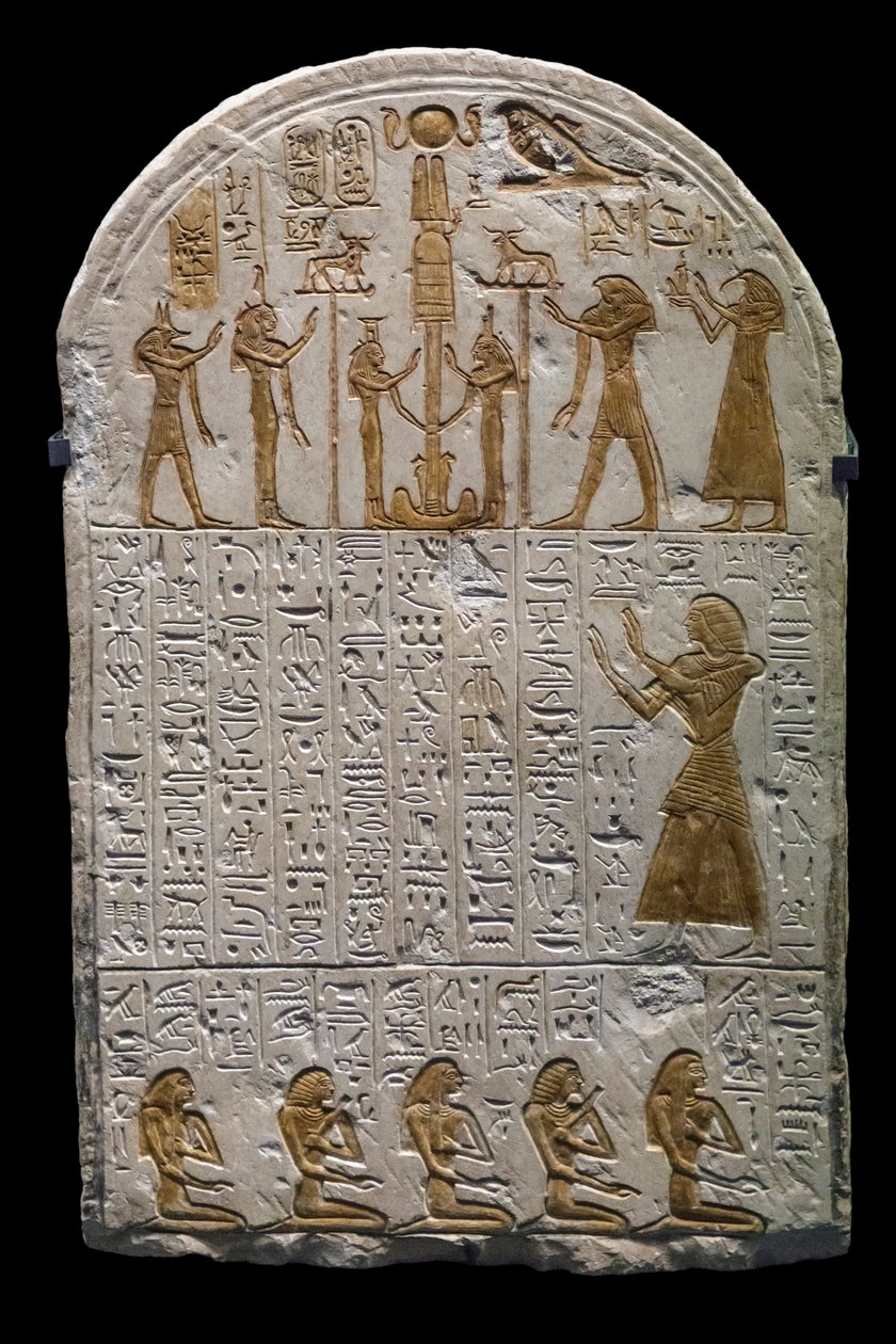 Starożytność egipska: Stela Neferhetep, podczaszy króla ok. 1300 pne XIX dynastia, Dim 73x49 cm paryskie muzeum Luwr autorstwa William M. Timlin