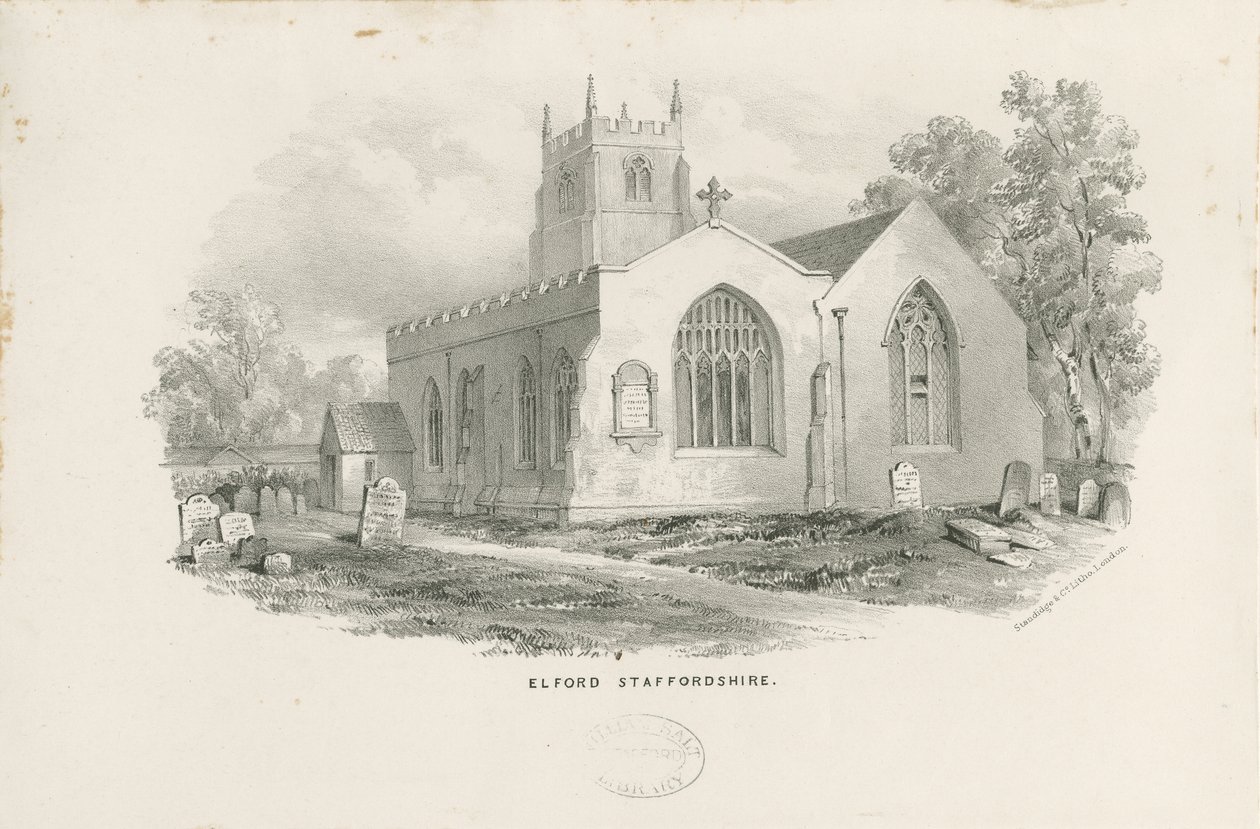 Elford Church: litografia i [XIX wiek] autorstwa Unbekannt