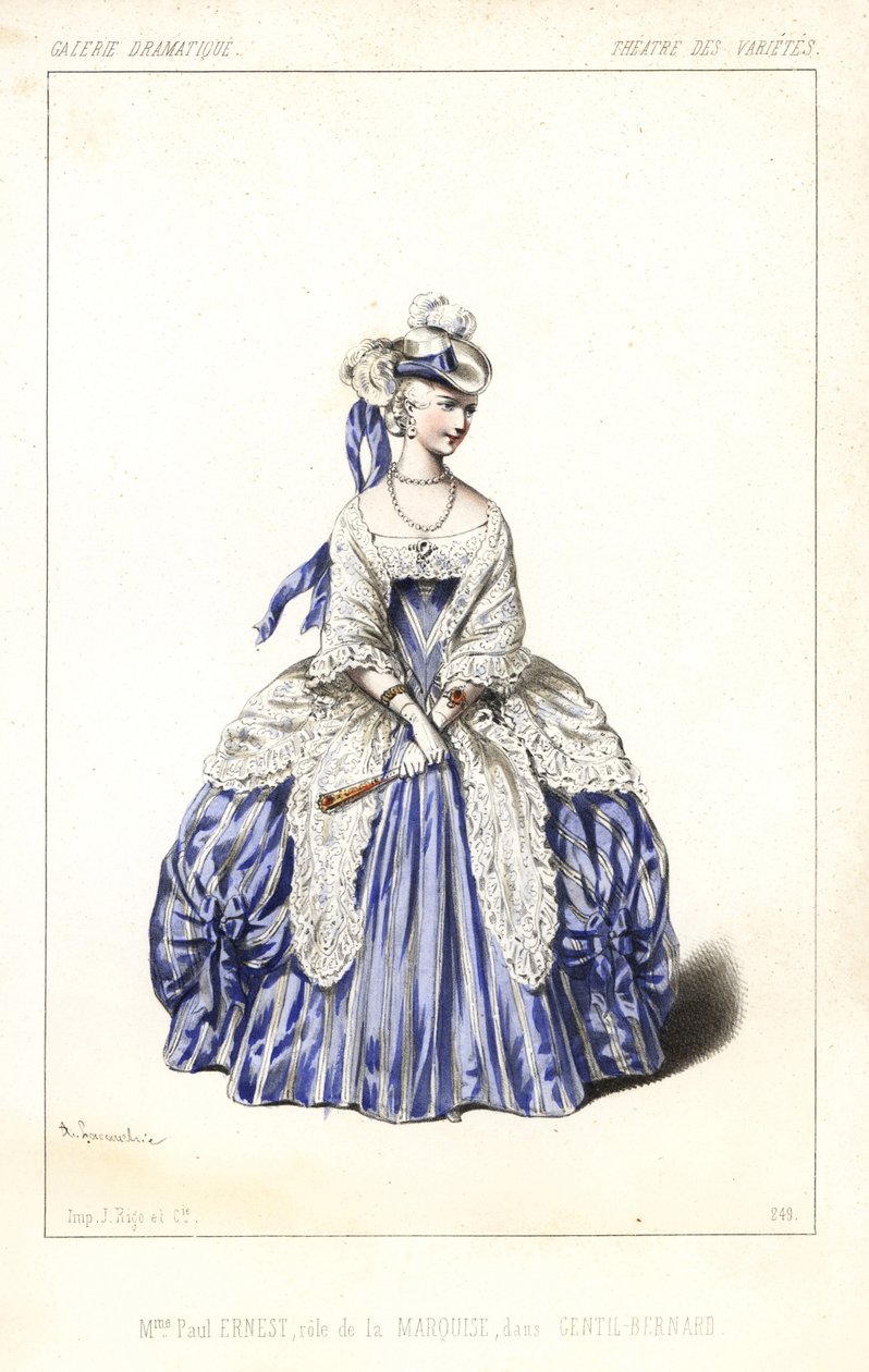 Angielska aktorka Madame Paul Ernest jako Markiza w Gentil Bernard, ou L