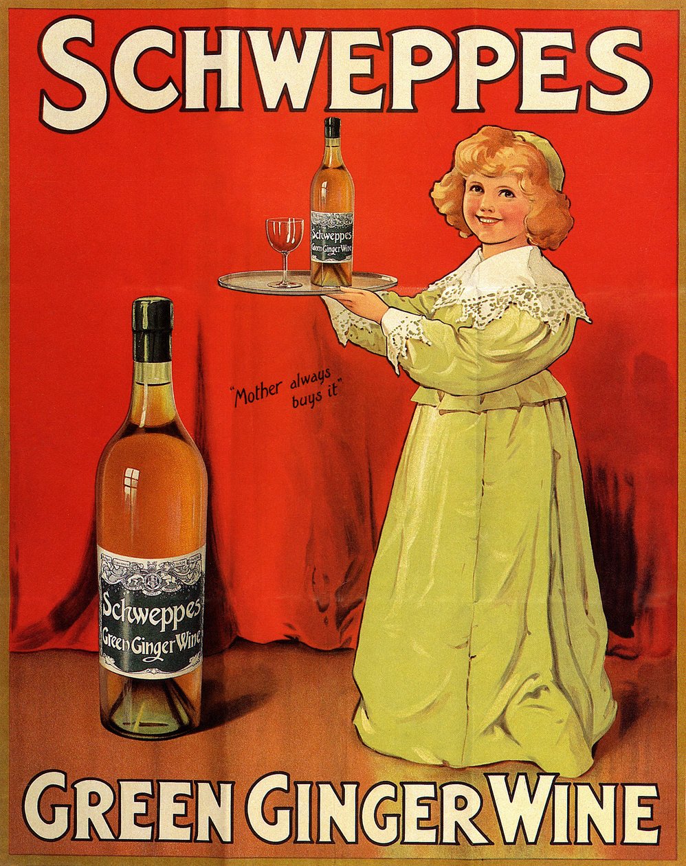 Angielski plakat reklamowy napoju bezalkoholowego "Schweppes Green Ginger Wine" autorstwa Unbekannter Künstler