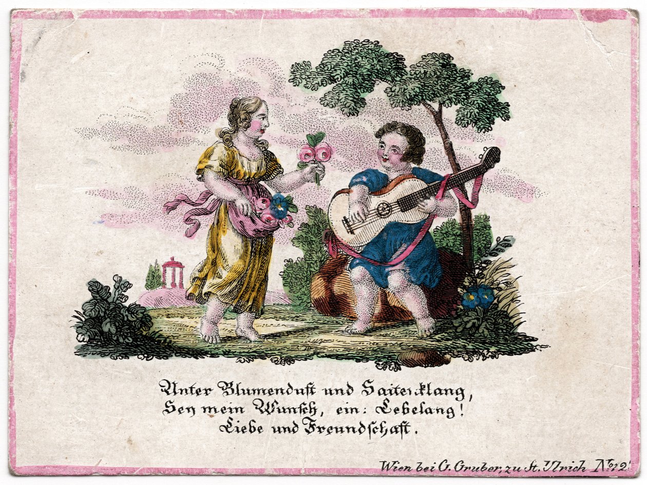 Aroma floral efêmero e som de cordas, Viena, c.1820 (gravura)polonês autorstwa Unbekannter Künstler