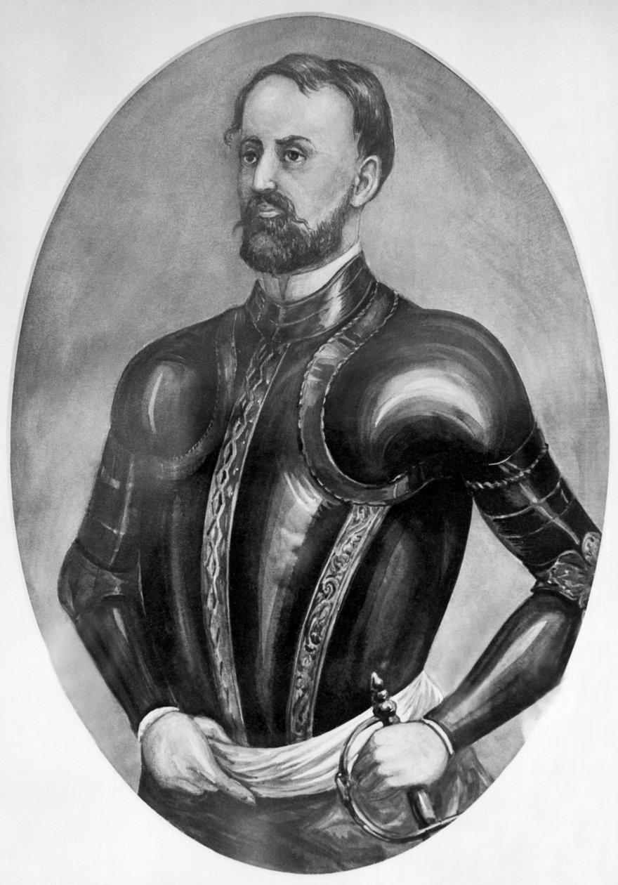 Odkrywca Hernando De Soto (grafika) autorstwa Unbekannt