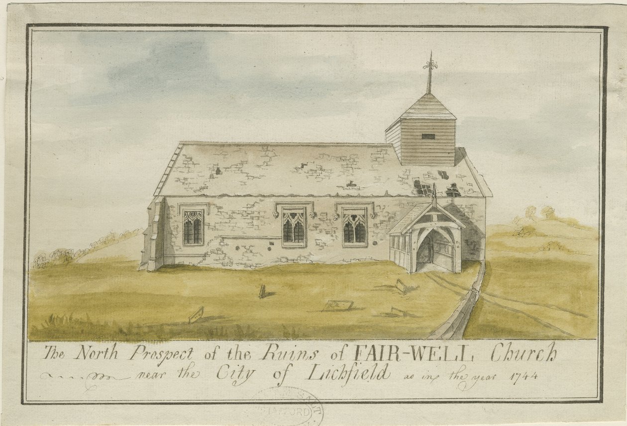 Farewell Church: kolorowy rysunek piórem, 1744 autorstwa Unbekannt